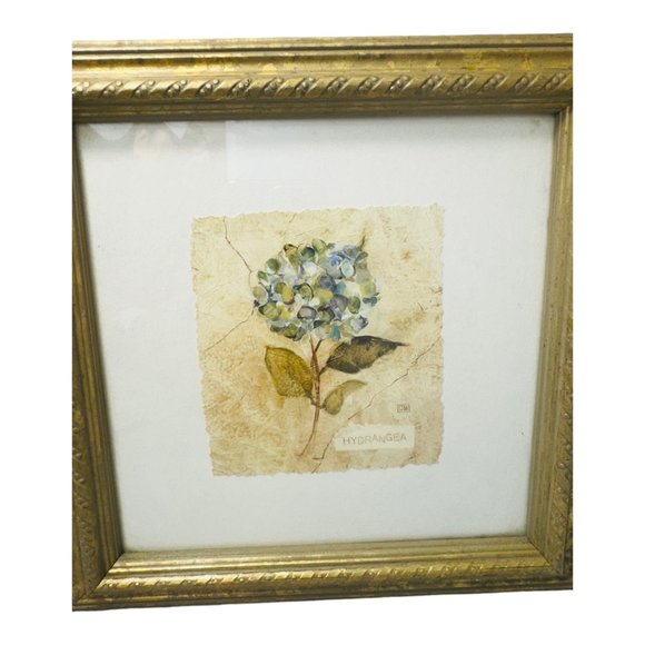 Cheri Blum  Embossed Frame Lilac Hydrangea on Cracked Linen Floral Decor 8.5" - Picture 2 of 10